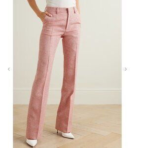 ALESSANDRA RICH Checked sequined-embellished wool-blend tweed straight-leg pants